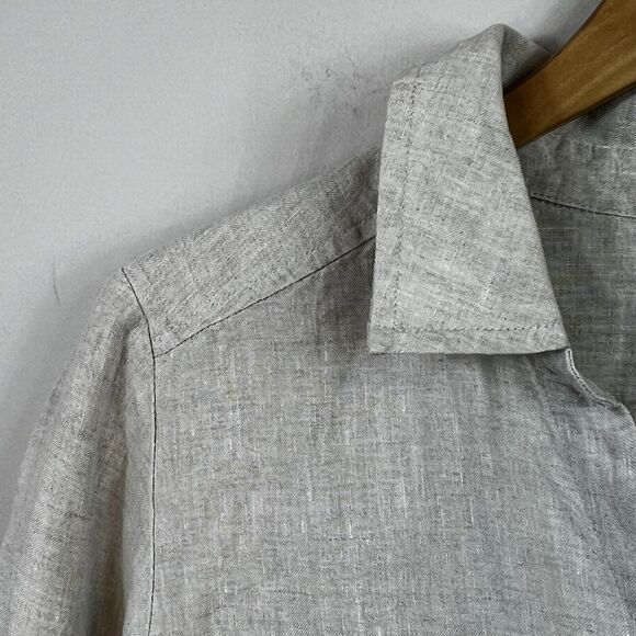 Chico's Beige Tan 100% Linen Button-Up Tunic Shirt Shirt - Picture 3 of 10